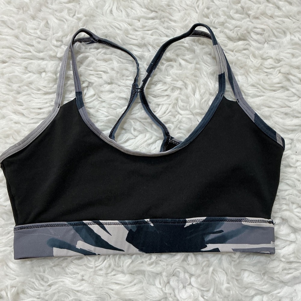 Salomon Sports Bra Black Grey Racerback Compression Medium M